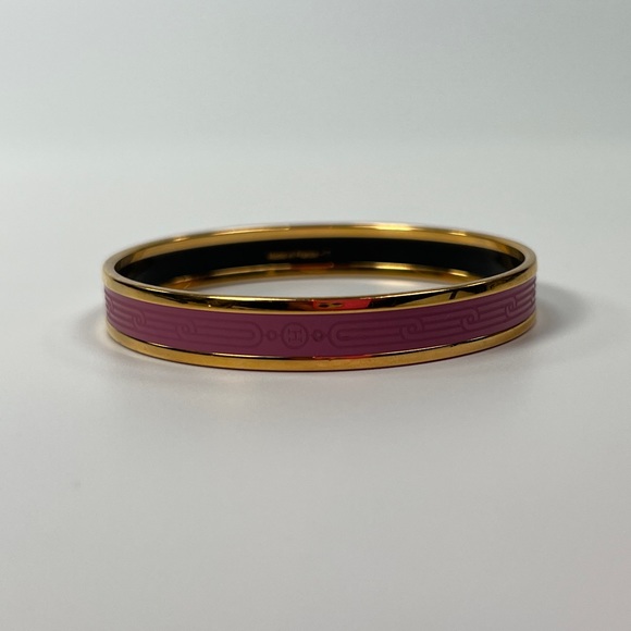 Hermes Mauve Pink Rallye Printed Enamel Bangle - Picture 2 of 4